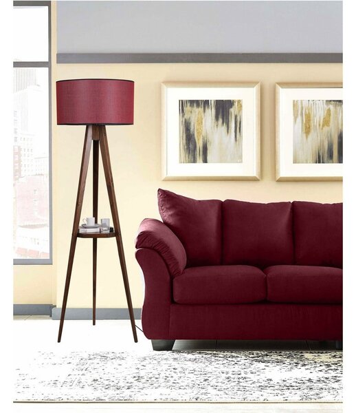 Lampada da terra rossa/marrone con paralume in tessuto (altezza totale 153 cm) Sehbalı Tripod – Opviq lights