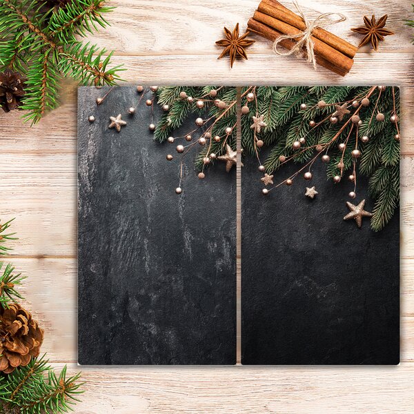 Tagliere in vetro Ornamenti di stelle di Natale dell'albero di Natale 60x52 cm
