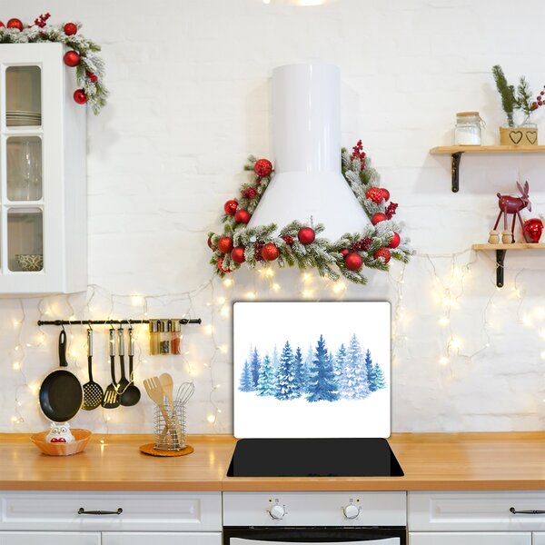 Tagliere in vetro Alberi di Natale Neve Inverno 60x52 cm