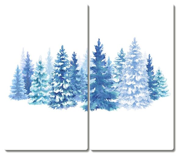 Tagliere in vetro Alberi di Natale Neve Inverno 60x52 cm