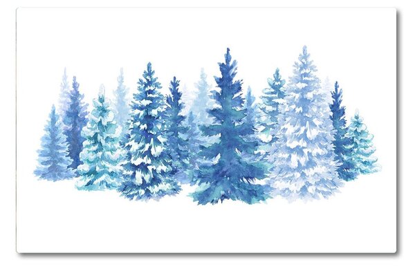 Tagliere in vetro Alberi di Natale Neve Inverno 60x52 cm
