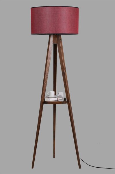 Lampada da terra rossa/marrone con paralume in tessuto (altezza totale 153 cm) Sehbalı Tripod – Opviq lights
