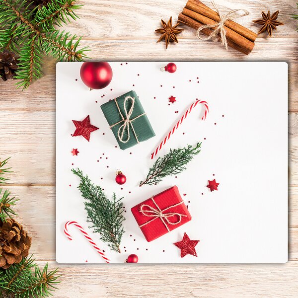 Tagliere in vetro Regalo Dolci Palle di Natale 60x52 cm