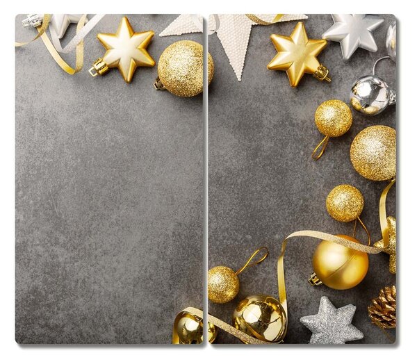 Tagliere in vetro Palline di Natale con stelle dorate 60x52 cm