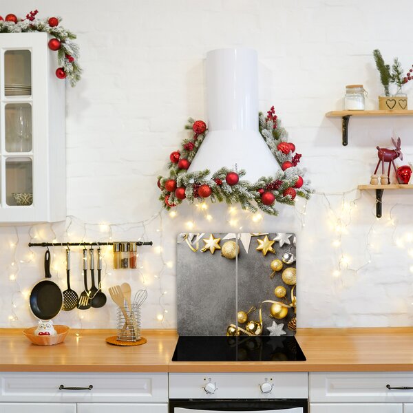 Tagliere in vetro Palline di Natale con stelle dorate 60x52 cm