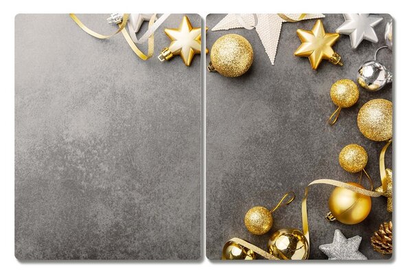 Tagliere in vetro Palline di Natale con stelle dorate 60x52 cm