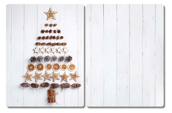 Tagliere in vetro temperato Ornamenti dell'albero di Natale del pan di zenzero di Natale 60x52 cm