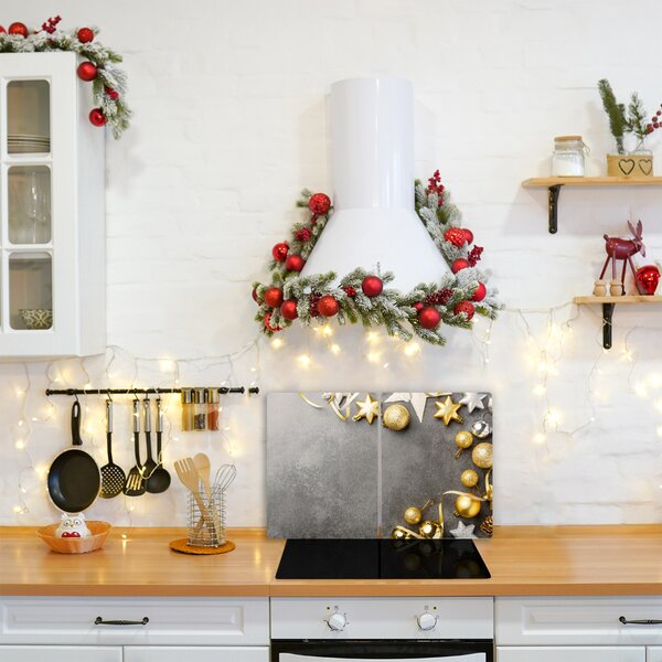 Tagliere in vetro Palline di Natale con stelle dorate 60x52 cm