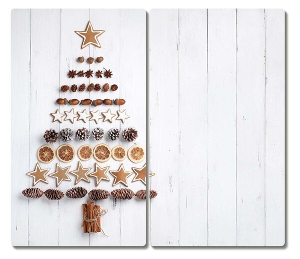 Tagliere in vetro temperato Ornamenti dell'albero di Natale del pan di zenzero di Natale 60x52 cm