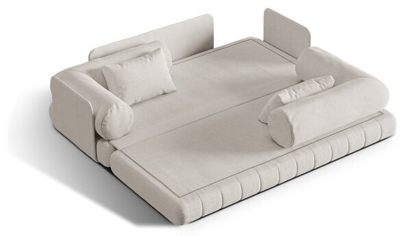 Divano beige allungabile con rivestimento in bouclé 206 cm Kemi – Cosmopolitan Design