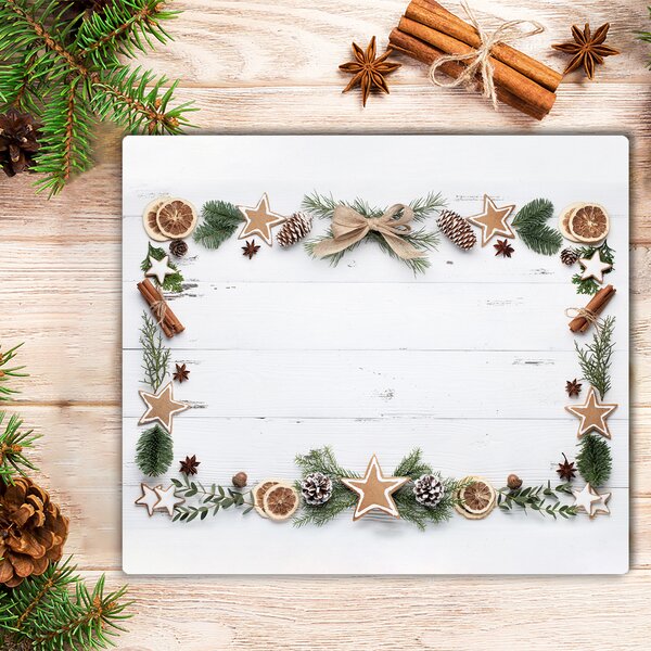 Tagliere in vetro temperato Pan di zenzero per le vacanze di Natale 60x52 cm