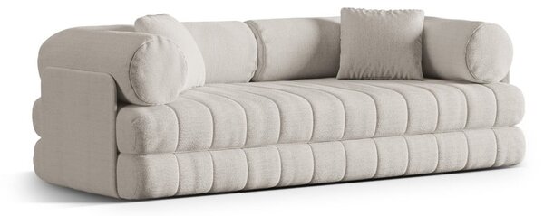 Divano beige allungabile con rivestimento in bouclé 206 cm Kemi – Cosmopolitan Design