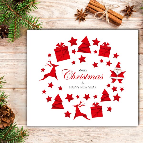 Tagliere in vetro Ornamenti per le vacanze di Natale 60x52 cm