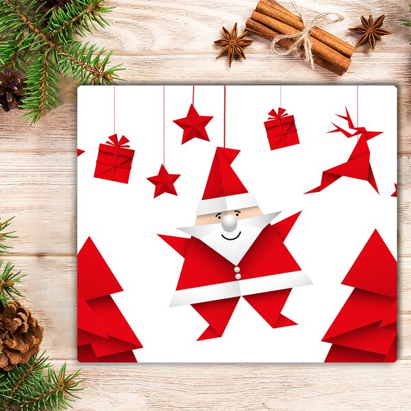 Tagliere in vetro Vacanze Babbo Natale Regali 60x52 cm
