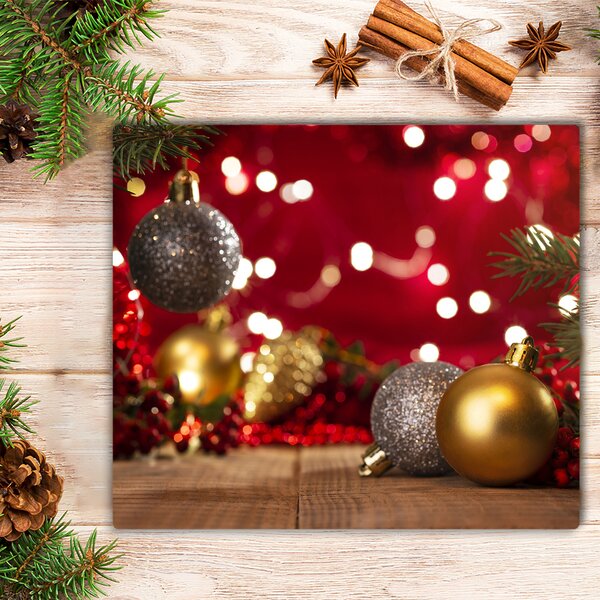 Tagliere in vetro Albero di Natale Ornamenti di palline di Natale 60x52 cm