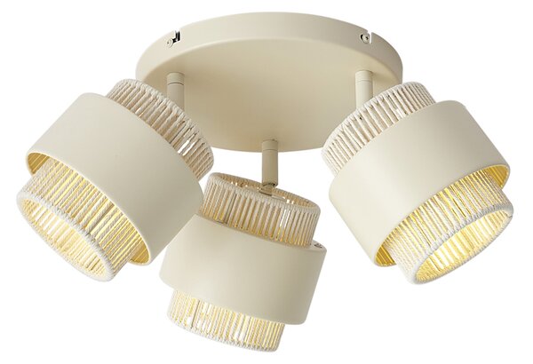 Faretto da soffitto moderno beige a 3 luci con faretti orientabili - Kora