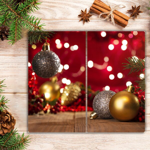 Tagliere in vetro Albero di Natale Ornamenti di palline di Natale 60x52 cm