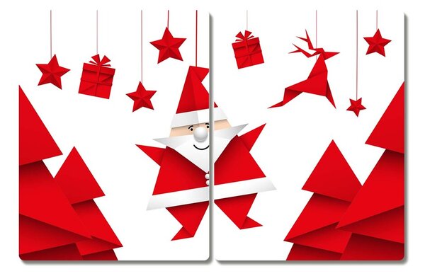 Tagliere in vetro Vacanze Babbo Natale Regali 60x52 cm