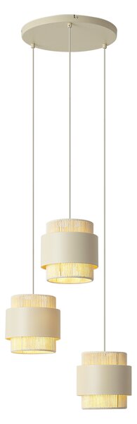 Lampada a sospensione moderna beige con corda a 3 luci - Kora