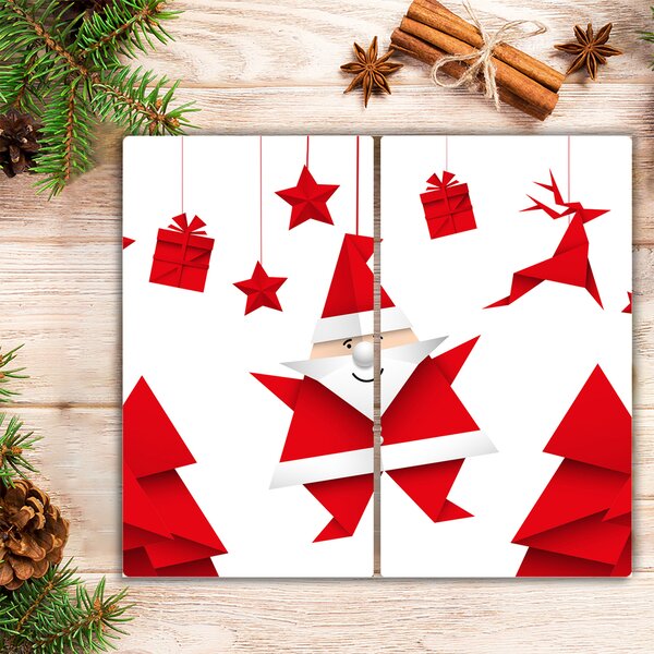 Tagliere in vetro Vacanze Babbo Natale Regali 60x52 cm