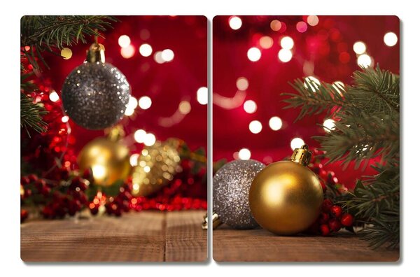 Tagliere in vetro Albero di Natale Ornamenti di palline di Natale 60x52 cm