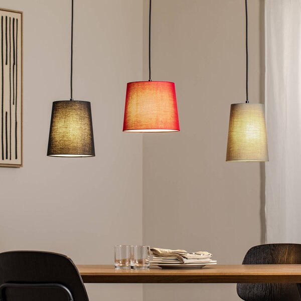 Lampada a sospensione Amilia Lindby, dimmerabile, Legno chiaro, Soggiorno / Sala da pranzo, Tessuto / Stoffa / Seta, Giovanile, Lampada a sospensione