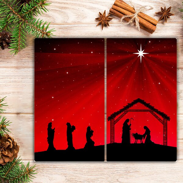Tagliere in vetro temperato Stella delle vacanze di Natale 60x52 cm