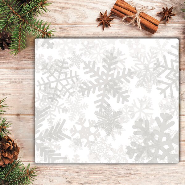 Tagliere in vetro temperato Fiocchi di neve di neve d'inverno 60x52 cm
