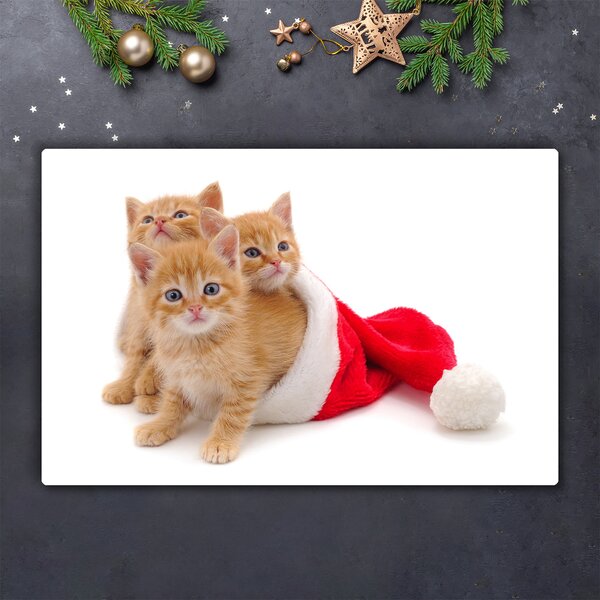 Tagliere in vetro Gatti Babbo Natale 60x52 cm