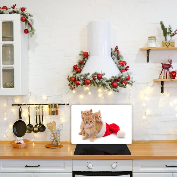 Tagliere in vetro Gatti Babbo Natale 60x52 cm