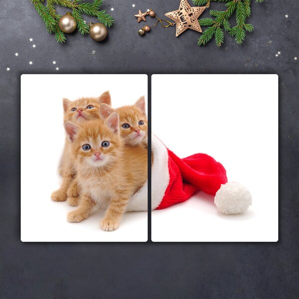 Tagliere in vetro Gatti Babbo Natale 60x52 cm