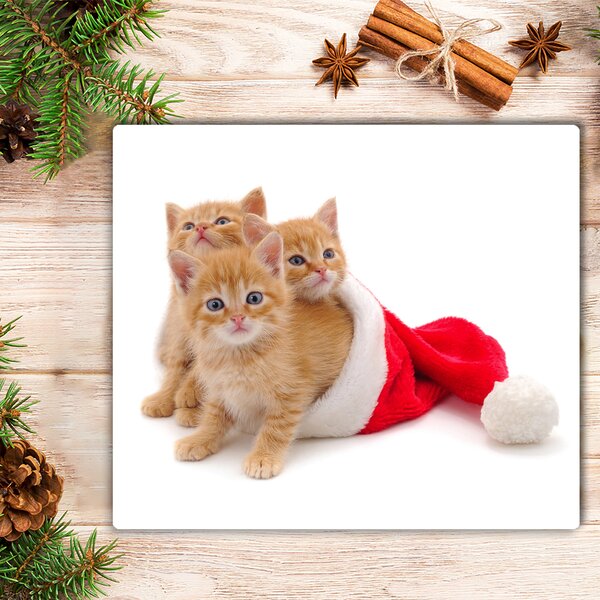 Tagliere in vetro Gatti Babbo Natale 60x52 cm