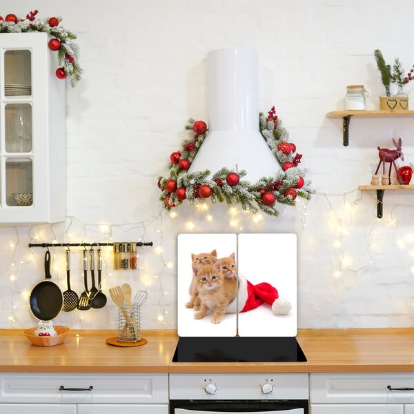 Tagliere in vetro Gatti Babbo Natale 60x52 cm
