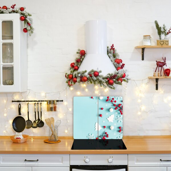 Tagliere in vetro temperato Ornamenti di Natale con fiocchi di neve 60x52 cm