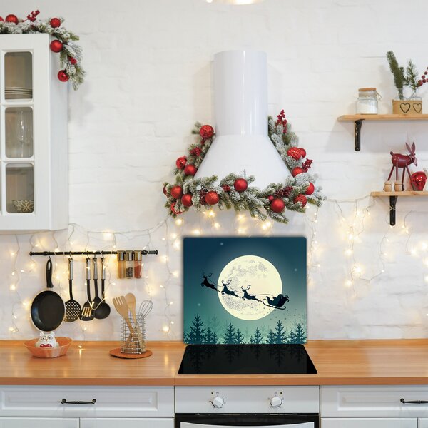 Tagliere in vetro Babbo Natale Slitta 60x52 cm