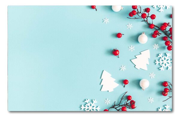 Tagliere in vetro temperato Ornamenti di Natale con fiocchi di neve 60x52 cm