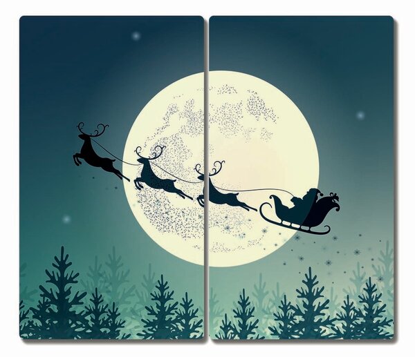 Tagliere in vetro Babbo Natale Slitta 60x52 cm