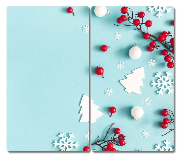 Tagliere in vetro temperato Ornamenti di Natale con fiocchi di neve 60x52 cm
