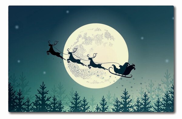 Tagliere in vetro Babbo Natale Slitta 60x52 cm
