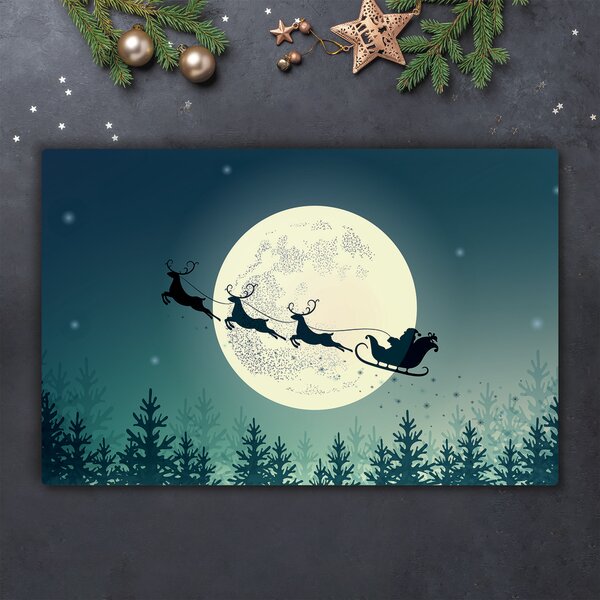 Tagliere in vetro Babbo Natale Slitta 60x52 cm