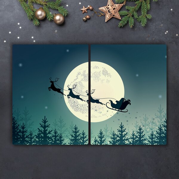 Tagliere in vetro Babbo Natale Slitta 60x52 cm