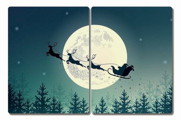 Tagliere in vetro Babbo Natale Slitta 60x52 cm