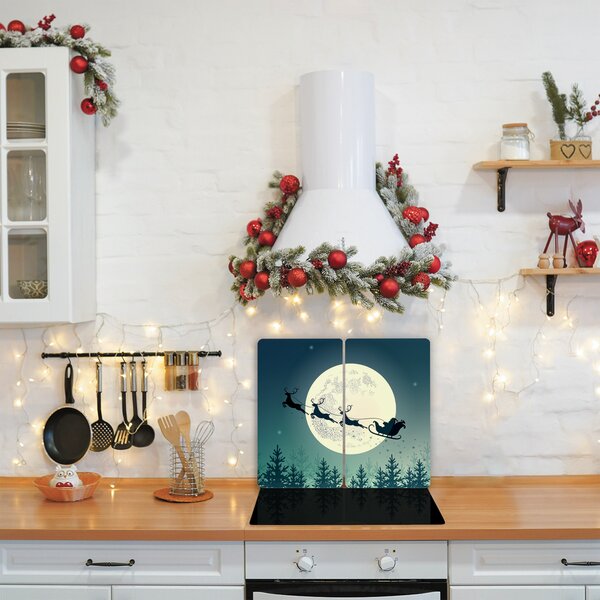 Tagliere in vetro Babbo Natale Slitta 60x52 cm