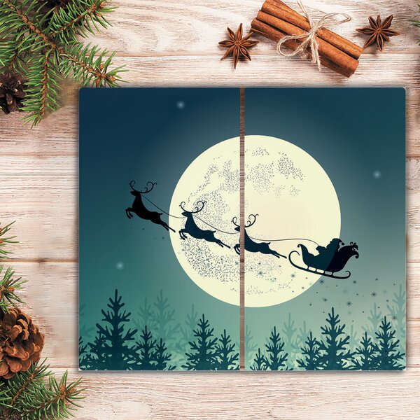 Tagliere in vetro Babbo Natale Slitta 60x52 cm