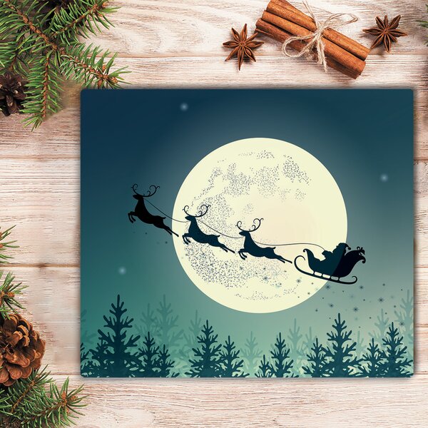 Tagliere in vetro Babbo Natale Slitta 60x52 cm