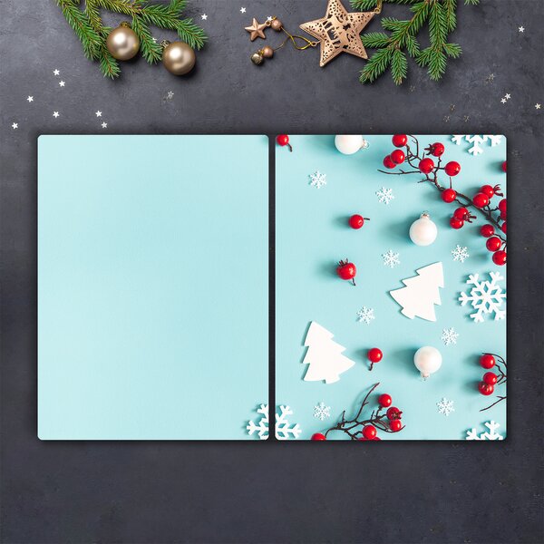 Tagliere in vetro temperato Ornamenti di Natale con fiocchi di neve 60x52 cm