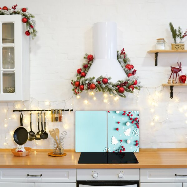 Tagliere in vetro temperato Ornamenti di Natale con fiocchi di neve 60x52 cm