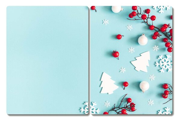 Tagliere in vetro temperato Ornamenti di Natale con fiocchi di neve 60x52 cm