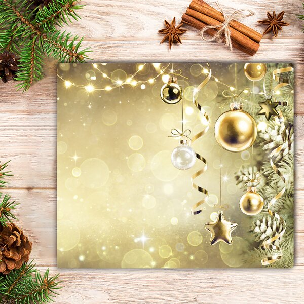 Tagliere in vetro Palline d'oro Decorazioni di Natale 60x52 cm