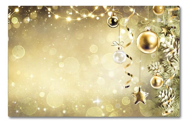 Tagliere in vetro Palline d'oro Decorazioni di Natale 60x52 cm